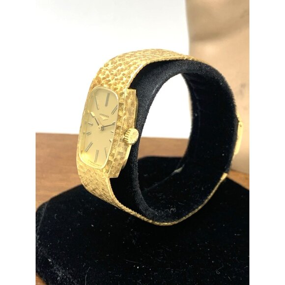 Longines Womens Watch 18k Yellow Gold Textured Vintage 1974 Swiss Hand Wind 15mm - Picture 2 of 16